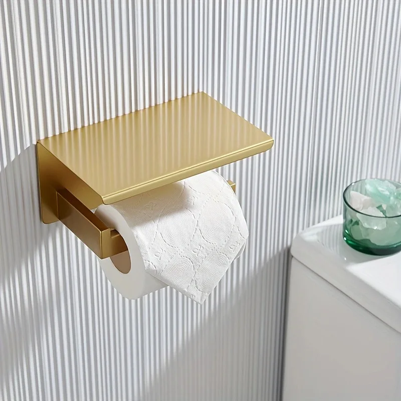 

304 Stainless Steel Perforated Tissue Holder Toilet Paper Holder Wall Mounted Bathroom Toilet Roll Paper Holder Gold