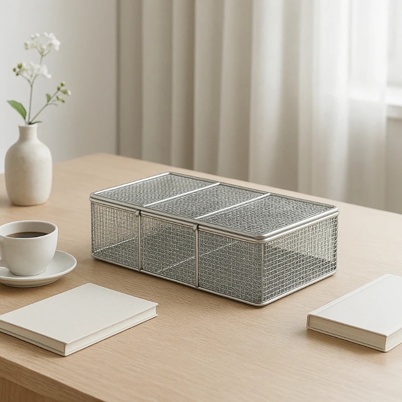 

3 Tier Mesh Tray Sterilization Instrument Basket Heavy Duty Surgical Organizer with Lid Commercial Grade Stainless Steel