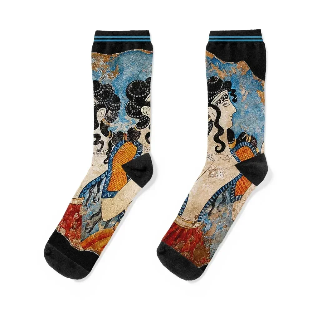 GREEK : Ancient Greece Ladies of the Court Fresco Frieze Print Socks fashionable with print golf Socks Women Men's