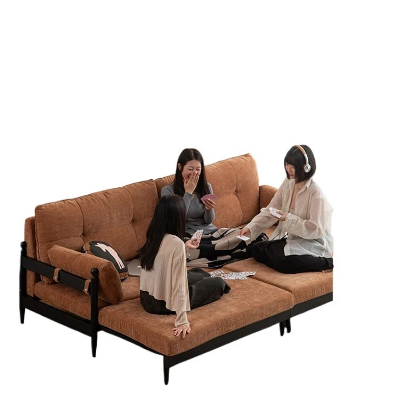 

French retro style sofa, modern simple folding, dual-purpose pull-out type