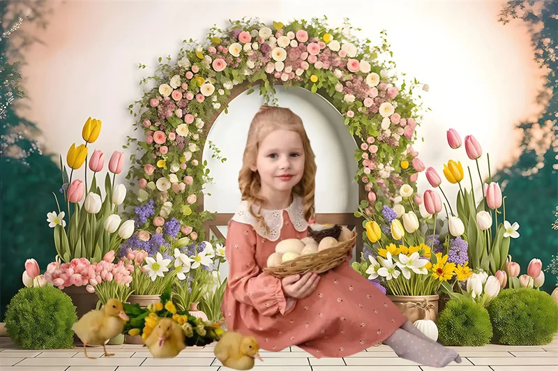 Весенний пасхальный фон для фотографии, кролик, яйца, цветочный сад, цветочный кролик, детский портрет, пасхальная вечеринка, фон для фотостудии