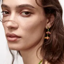 Minority Design Resin Flower Necklace Handmade Korean Style Beaded Dangle Earring Jewelry Accessories Tassel Asymmetric Earrings