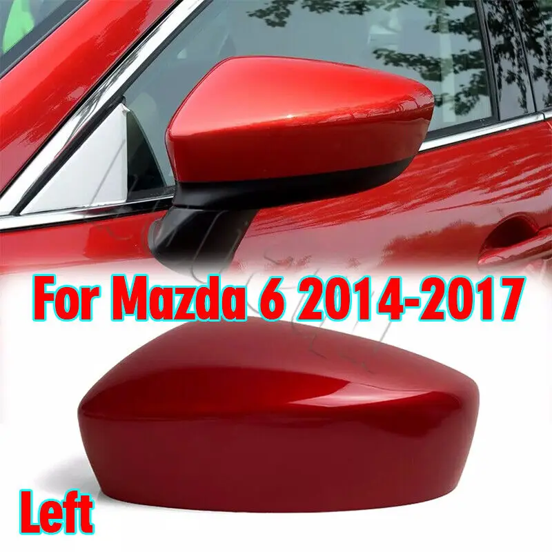

Red Left Drive Side Car Rearview Mirror Cap Cover For Mazda 6 2014-2016