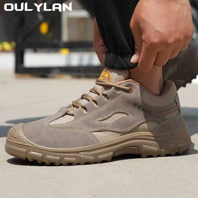 

Oulylan Anti-smash Anti-puncture Work Shoes Safety Shoes Men Steel Wire Rotary Buckle Work Sneakers Indestructible Shoes