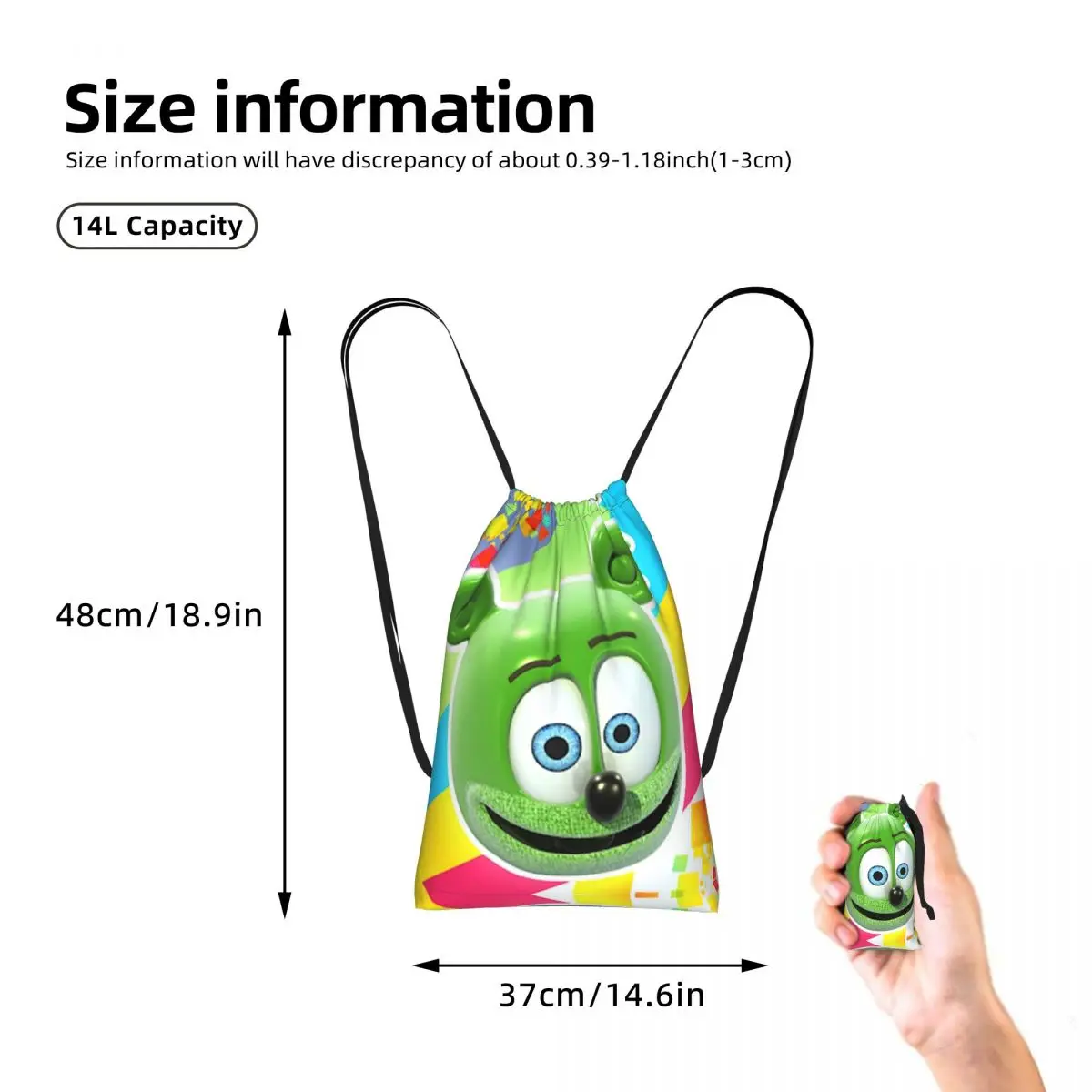 Gummibar (The Gummy Bear) Drawstring Backpack hiking cycling Bag Lightweight Foldable Storage Drawstring Bag for Men Women