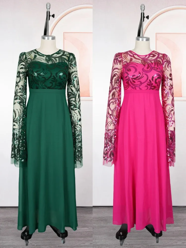 

Африканские свадебные платья для женщин, элегантное мусульманское платье макси в Турции, большие размеры, Дашики, вечернее платье с длинными рукавами и блестками