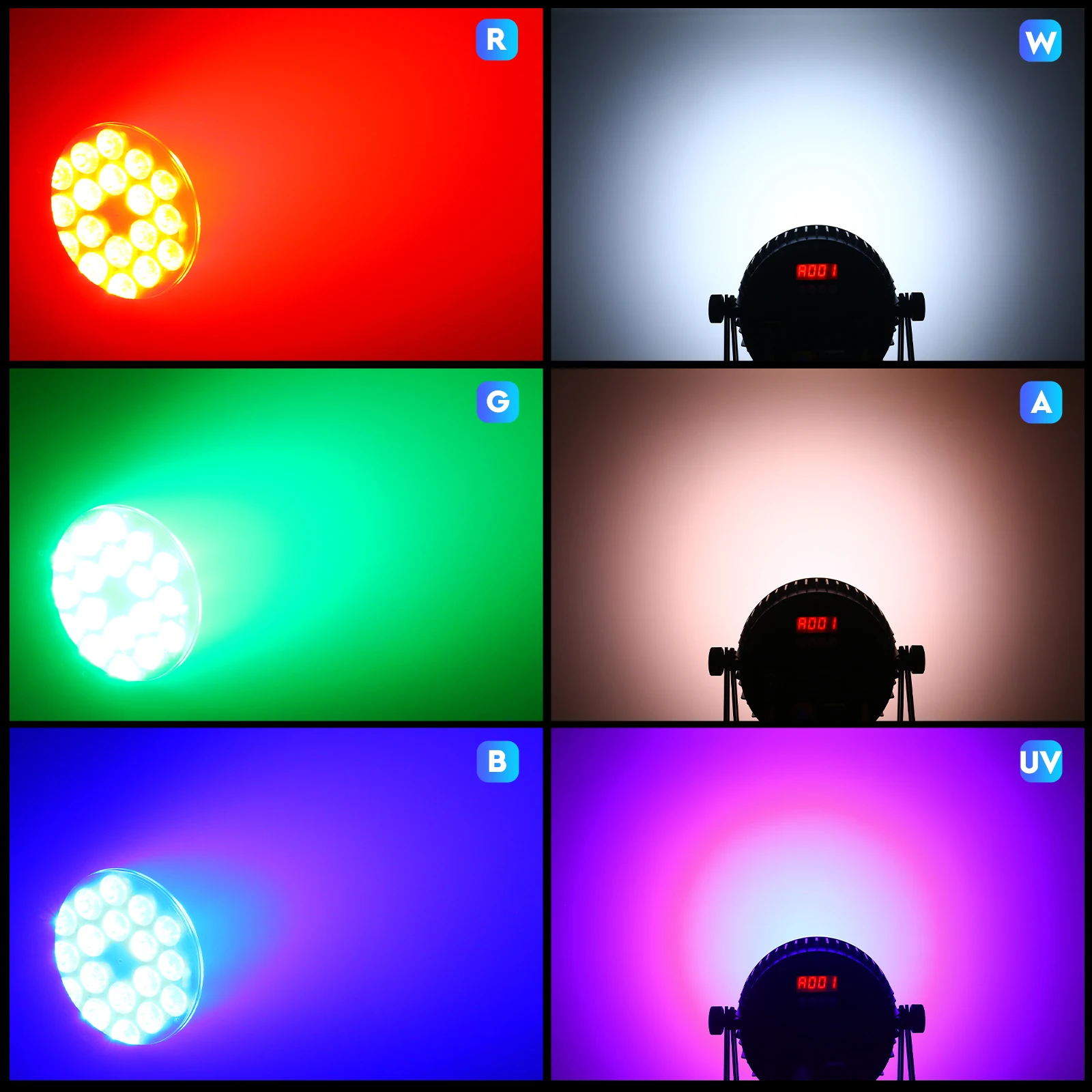 U'King 4PCS 150W LED Par Light 18x10W RGBWA + UV Waterproof 6 in1 18LED Fixture Beads Stage Light DMX512 DJ Light per discoteca