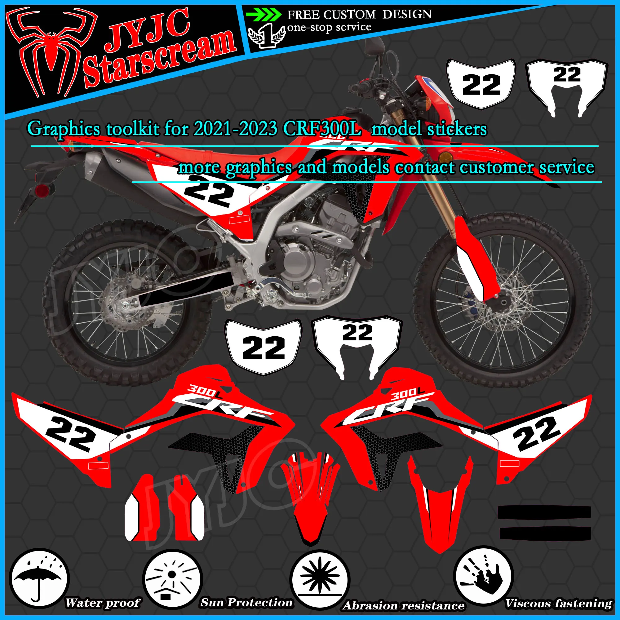 

Graphic Kit for 2021 2022 2023 CRF300L Motorcycle Decal Stickers