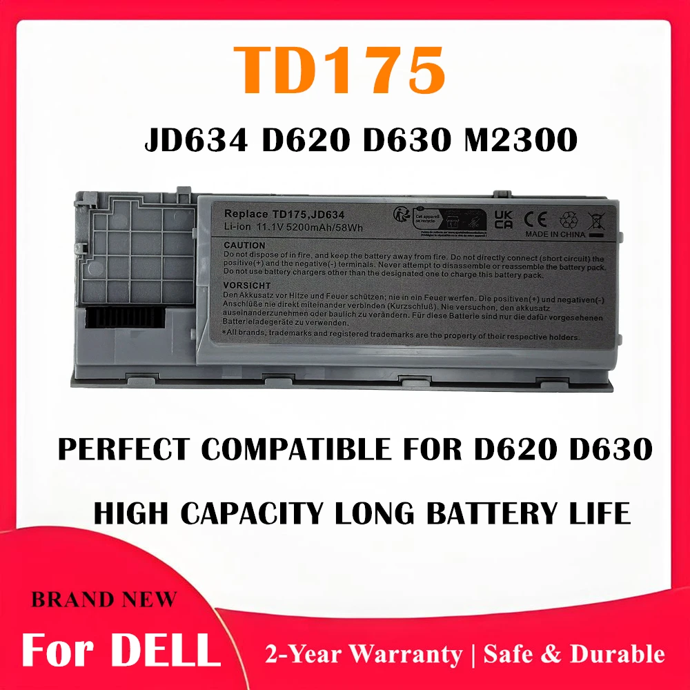 TD175 JD634 Laptop Battery For DELL Latitude D620 D630 D630c ATG / UMA Precision  M2300  GD775  GD776  GD787  JD605  JD606