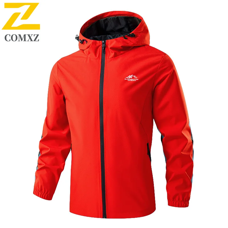 Giacca da caccia da pesca all'aperto da uomo autunno 2025 nuova moda stampata giacche antivento impermeabili giacca a vento con cappuccio da lavoro casual