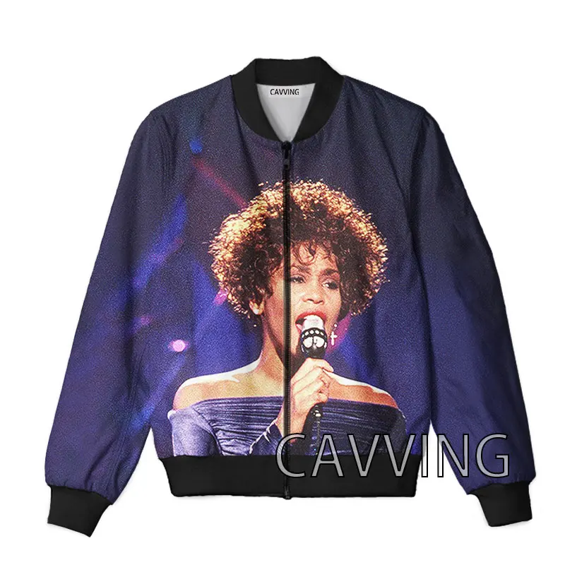 New Fashion Women/Men\'s 3D Print  Whitney Houston  Zipper Bomber Jackets Men Overcoat Mens Coat Zip Up Jackets