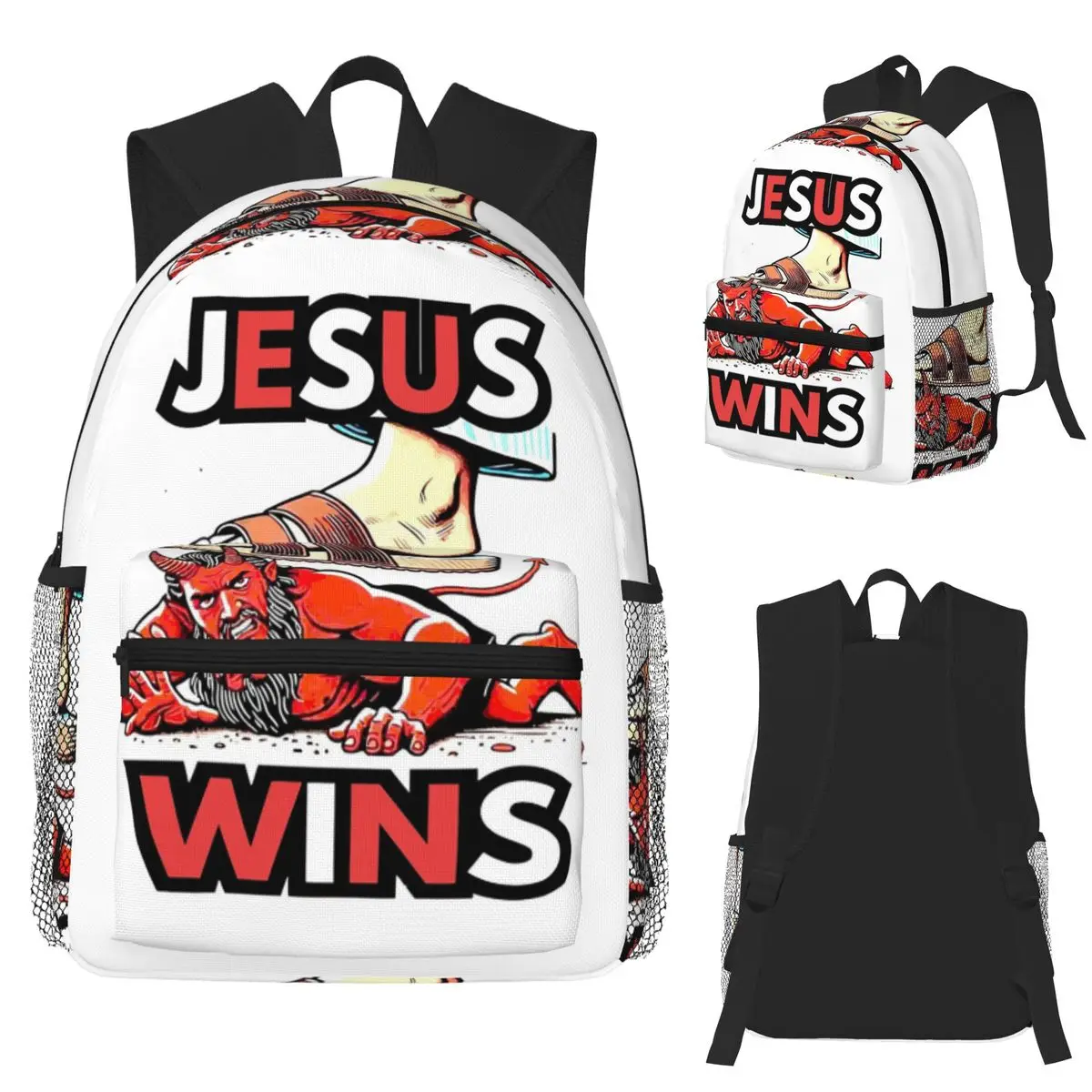يسوع يفوز حقيبة ظهر الطالب المدرسية المشي لمسافات طويلة السفر Daypack للرجال النساء أزياء الكتب حقائب الكتف #1