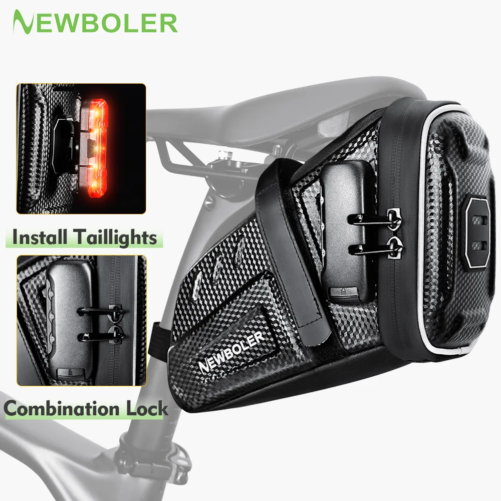 NEW Bicycle Saddle Bag With Password Lock Waterproof MTB Road Bike Saddlebags Reflective Striped BikeTool Bag Bike Accessories