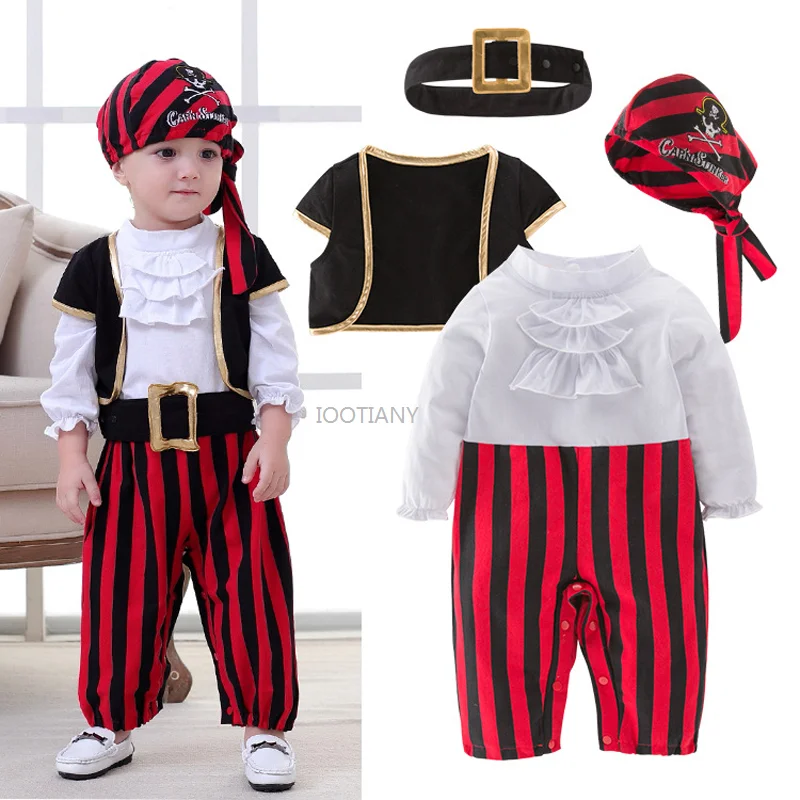 

Boys Bodysuits Pirate Captain Cosplay Costume Carnival Fancy Clothes Halloween Costumes Kids Children Jumpsuits Party Costumes