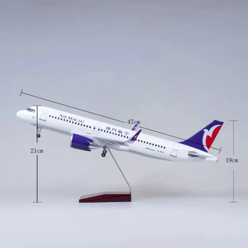 Airbus Toy plane 47CM 1/80 Scale Toys Airplane A320 NEO Air Macau Airlines Model Light & Wheel Landing Gear Diecast Resin Plane