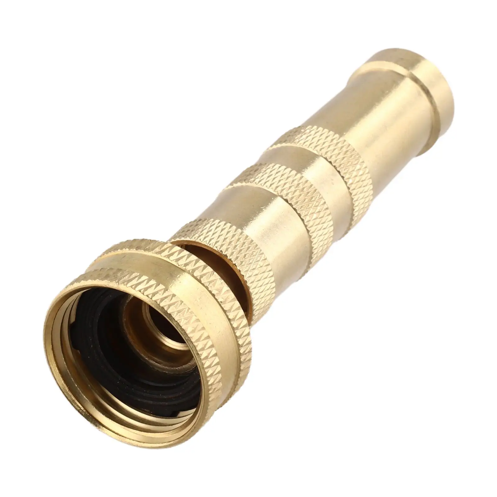 Solid Brass Garden Hose Nozzle Featuring 4 Inch Adjustable Wring for Tailored Water Spray Suitable for Multiple Outdoor Uses