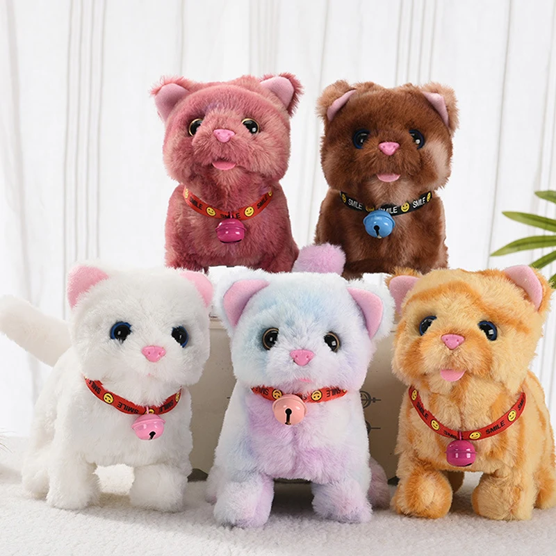 Jouet en peluche électronique mignon pour chat, peut marcher, miauler, remuer la queue, beurre, jouets interactifs pour enfant, cadeau d'anniversaire