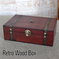 Wooden Vintage Treasure Chest Coin Jewellery Storage Box With Lock Pirate Gift Boxes Organizer Container Decorative Gift