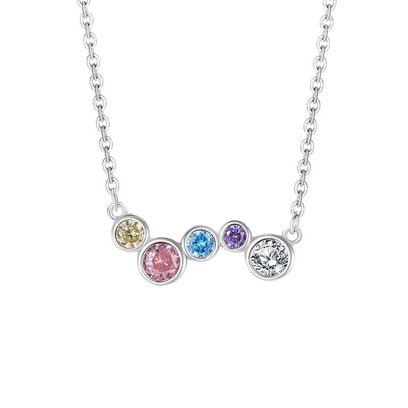 

S925 Стерлингового Серебра Дофамин Радуга Циркон Ожерелье Браслет Комплект Ювелирных Изделий для Женщин Подарок На День Рождения