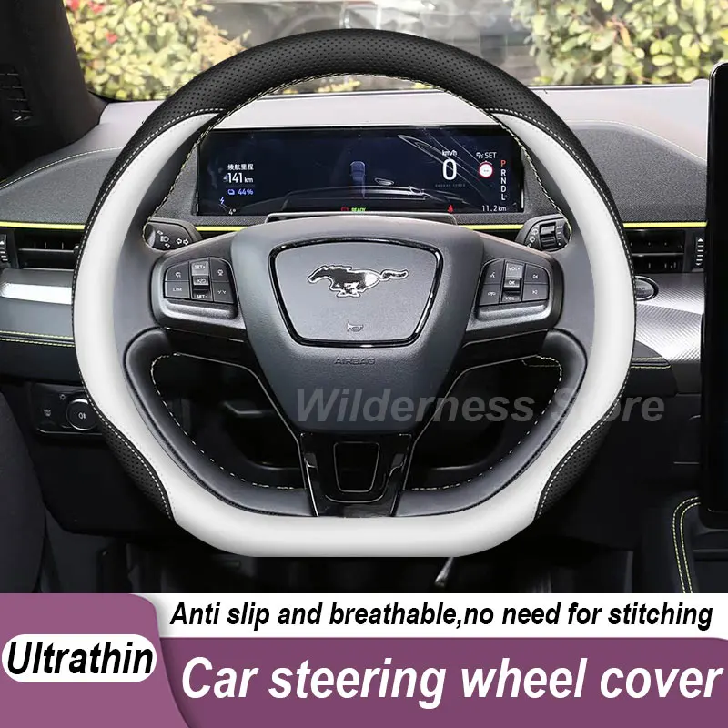 Hot Sales Car Steering Wheel Cover For Ford Mustang 2009-2026 Leather Non Slip Steering Wheel Cover Ford Mustang Accessories