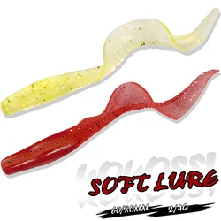 KoKossi 10PCS/LOT 60MM/80MM 2G/4G Lifelike Worms Soft Lure Artificial Silicone Spinpoler Tail Swimbait Wobblers Fishing Tackle