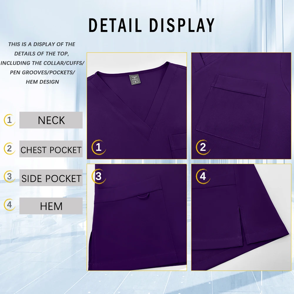 Polychrome Beauty Spa Workwear ผู้หญิงผู้ชายขัดด้านบนตรงกางเกงศัลยกรรมทางการแพทย์เครื่องแบบ Lab Pharmacy Doctor Work เสื้อผ้าชุด