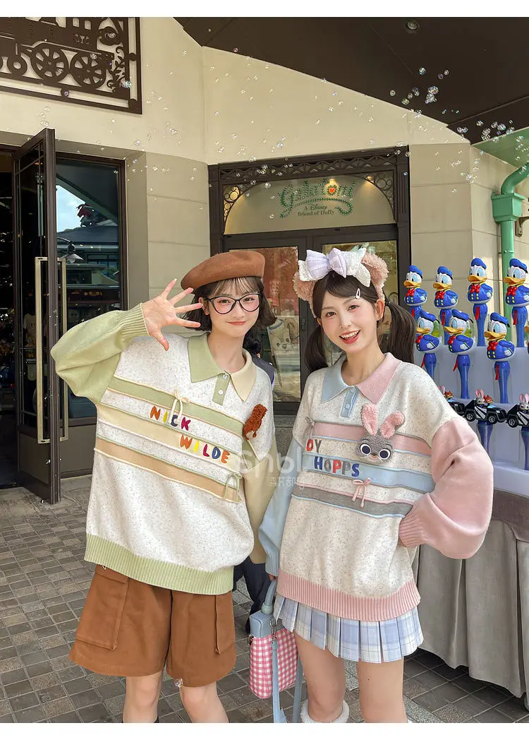 ديزني جودي هوبس الكرتون لطيف فتاة الغابات نمط الدوبامين فتاة سترة الإبداعية الخريف قميص بولو البلوز تي شيرت هدية علوية