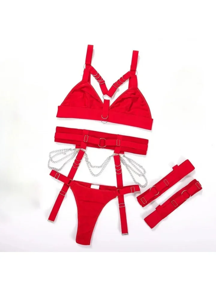 Biquíni moda sexy ligação cintura selo perna círculo ajustável sexy roupa interior de três peças terno feminino