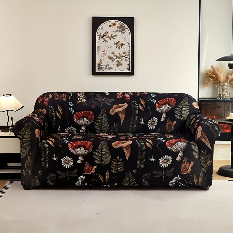 

1 Elastic Sofa Cover with a Magic Forest Design - Made from Stretchable Polyester Fabric, Washable in Machine, Ideal for Contemp