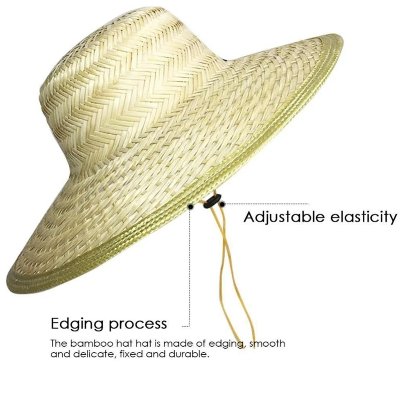 Bamboo Woven Straw Hat for Adults Breathable Sun Protective Outdoor Fishing