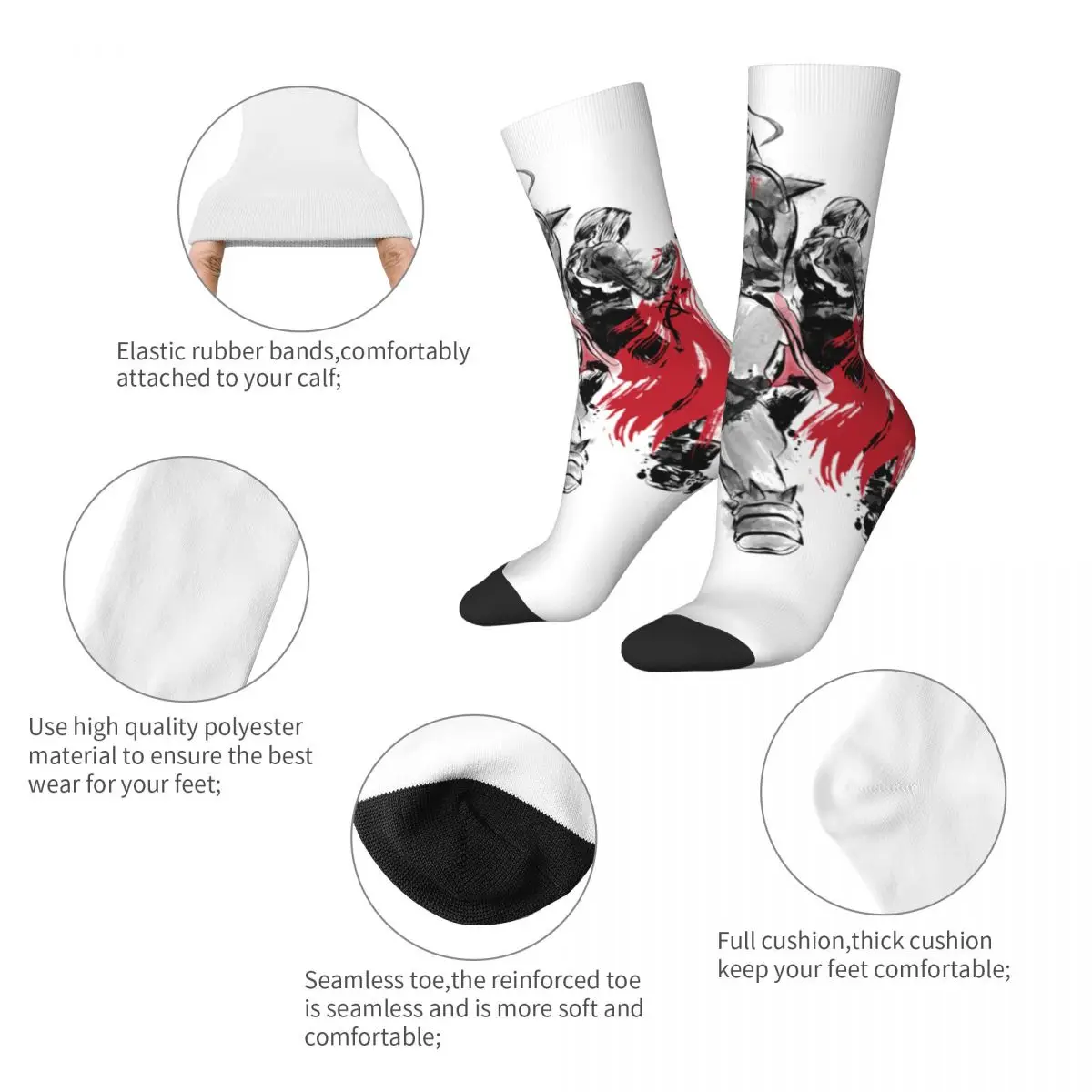 Hip-hop Fullmetal Alchemist Brotherhood Sumi-e Basketball Socks Polyester Middle Tube Socks for Unisex Breathable