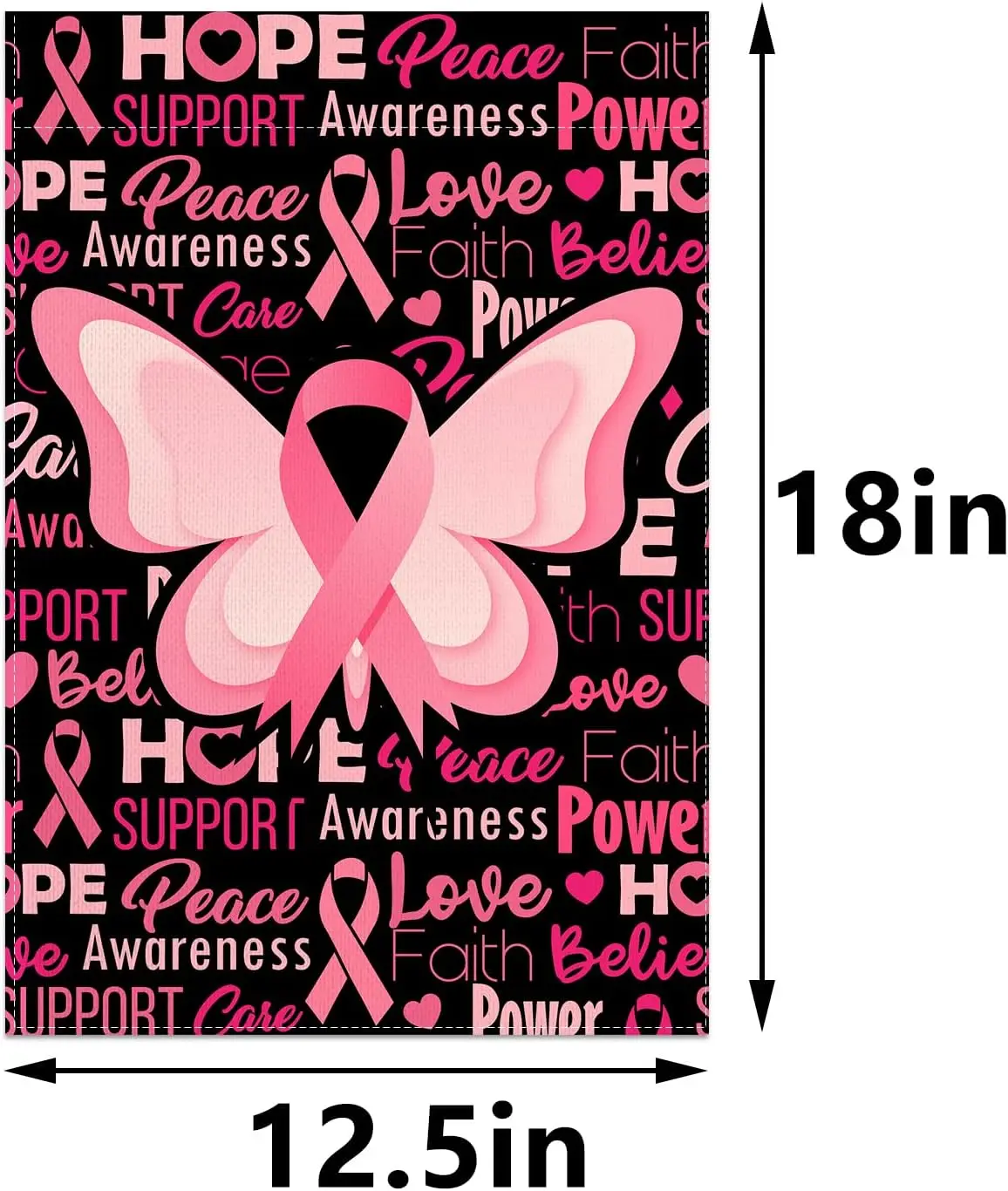 Breast Cancer Awareness Garden Flag Double Sided Outdoor Breast Cancer Pink Ribbon Decorations Support Peace Hope Powe