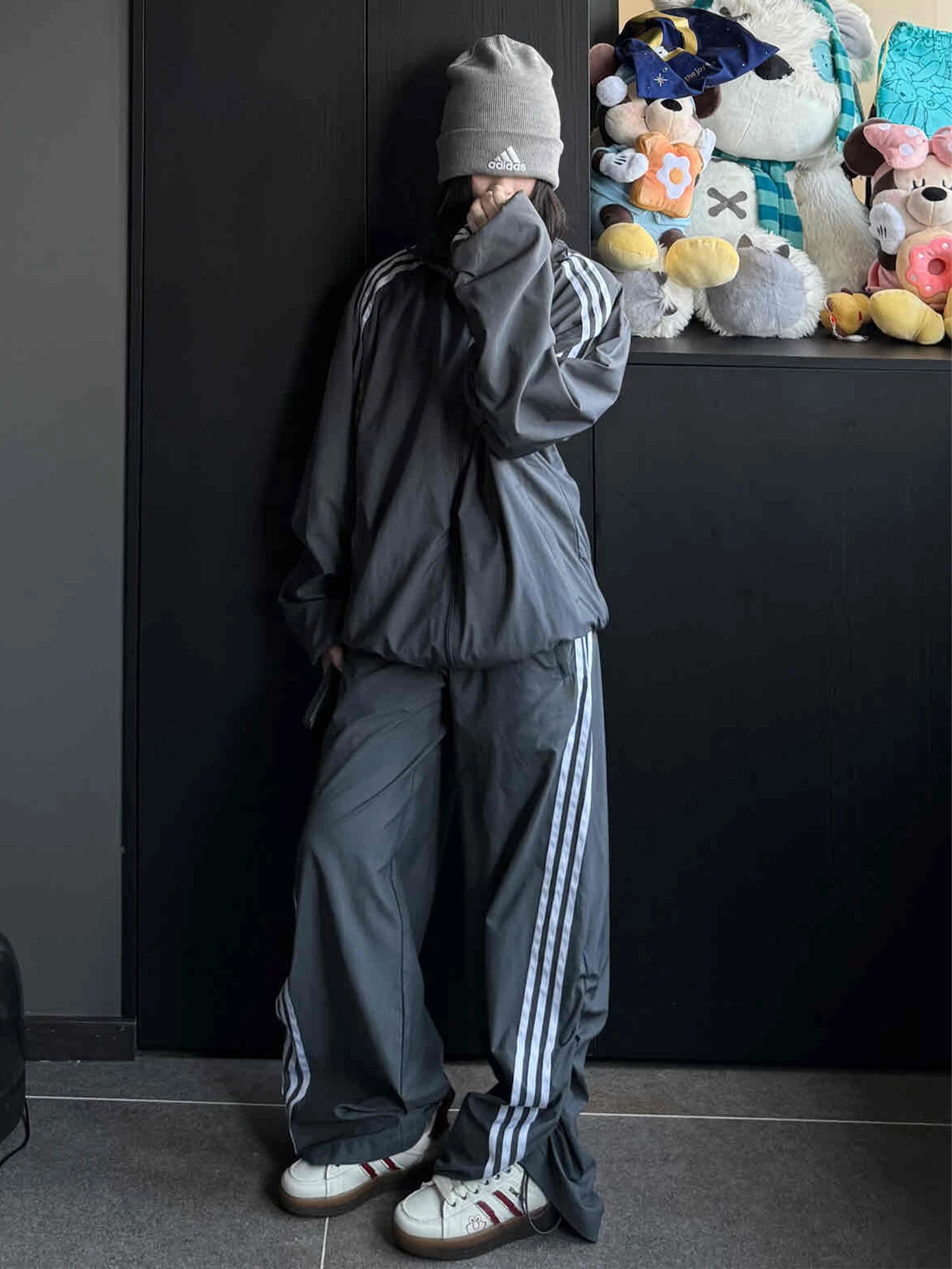 american-casual-sportswear-set-women-spring-autumn-high-street-loose-slim-sweatirt-wide-leg-pants-two-piece-set