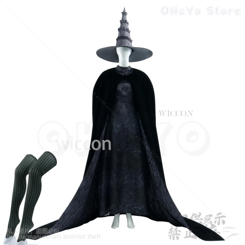 Anime Witch Elphaba Cosplay Wicked Movie Costume Black Magic Uniform Goth Lolita Dress Hat Full Set For Halloween Customized