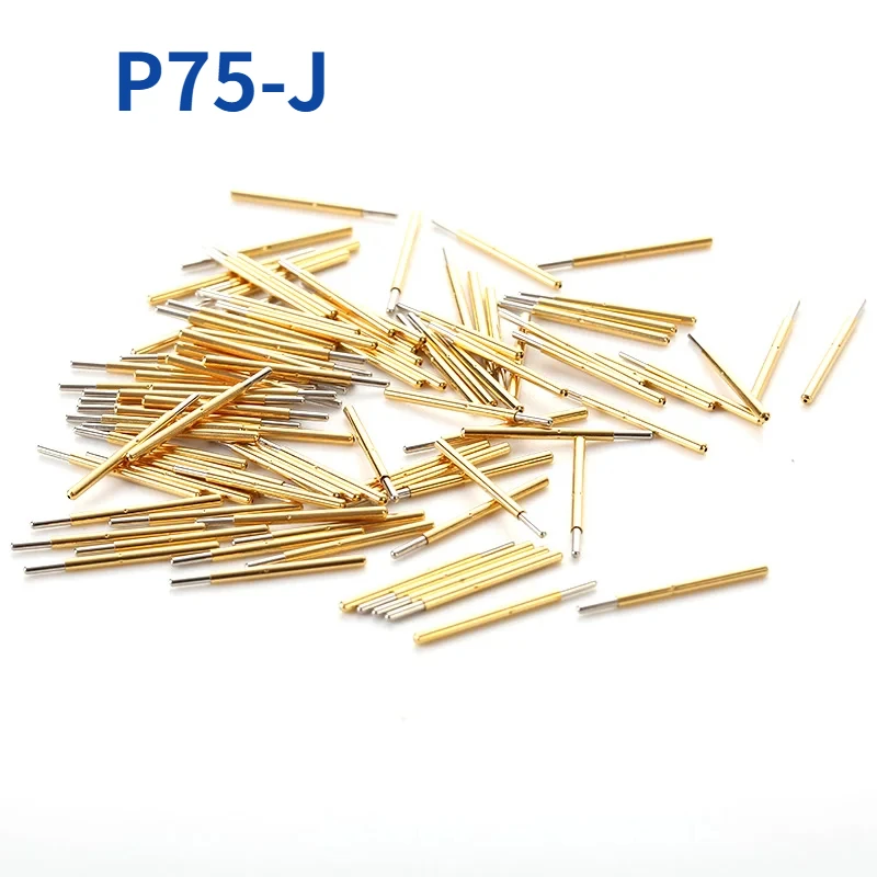 100PCS P75-J1 Spring Test Probe Pogo Pin 1.3mm Round Head Gold Plated  Dia 0.74mm Length 16.5mm PCB Test