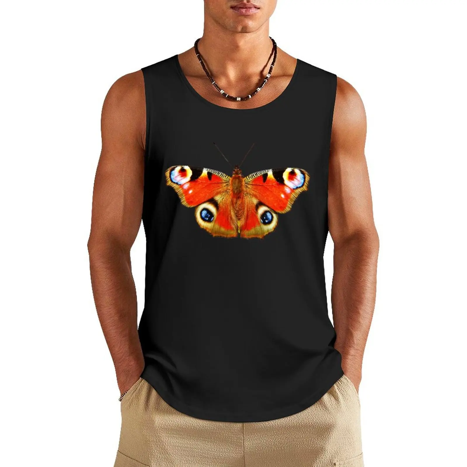 

Beautiful Red Peacock Butterfly Tank Top Men's summer clothes 2025 sleeveless man shirts