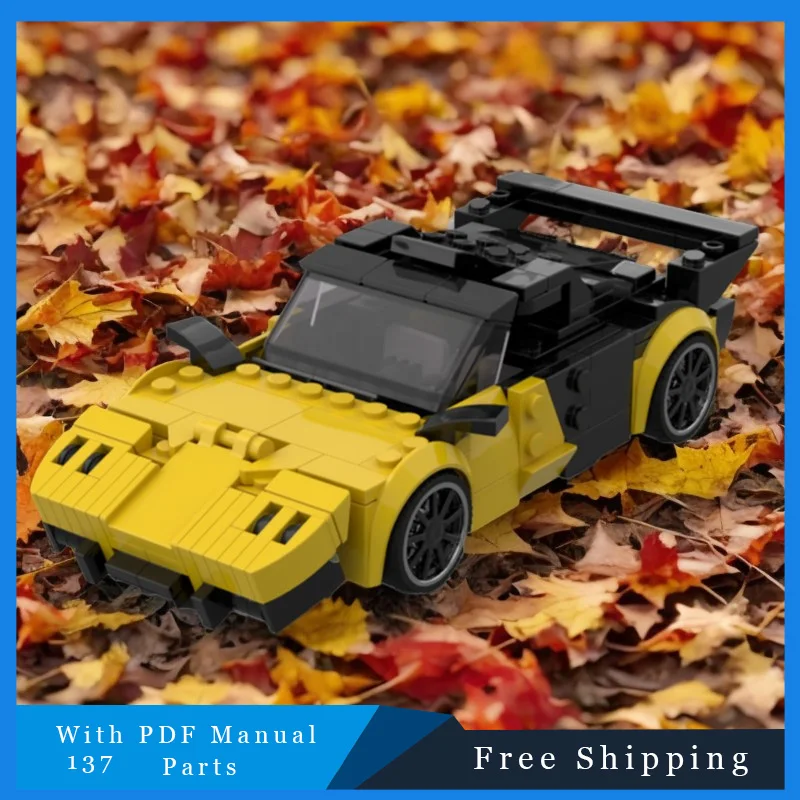 137 PCS MOC Technische Bausteine Gelb Geschwindigkeit Auto Ziegel Modell Kreative Bildung DIY Montage Spielzeug Für Kinder Weihnachten Geschenke
