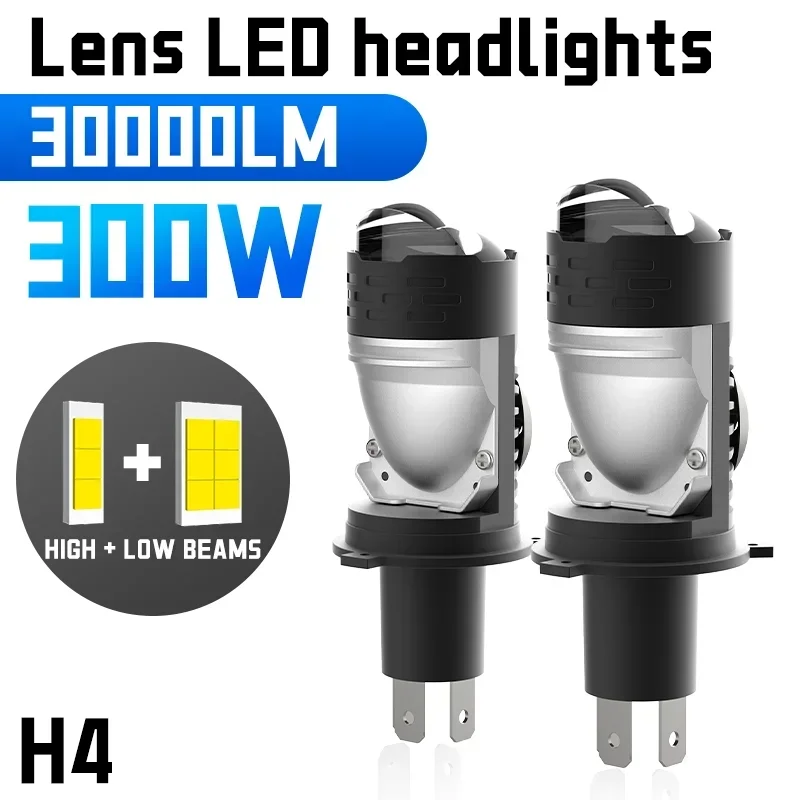 

H4 LED Headlight Bulbs 300W 6000K Hi/Low Beam Car Motorcycle CAN-BUS Plug Play 12V 24V