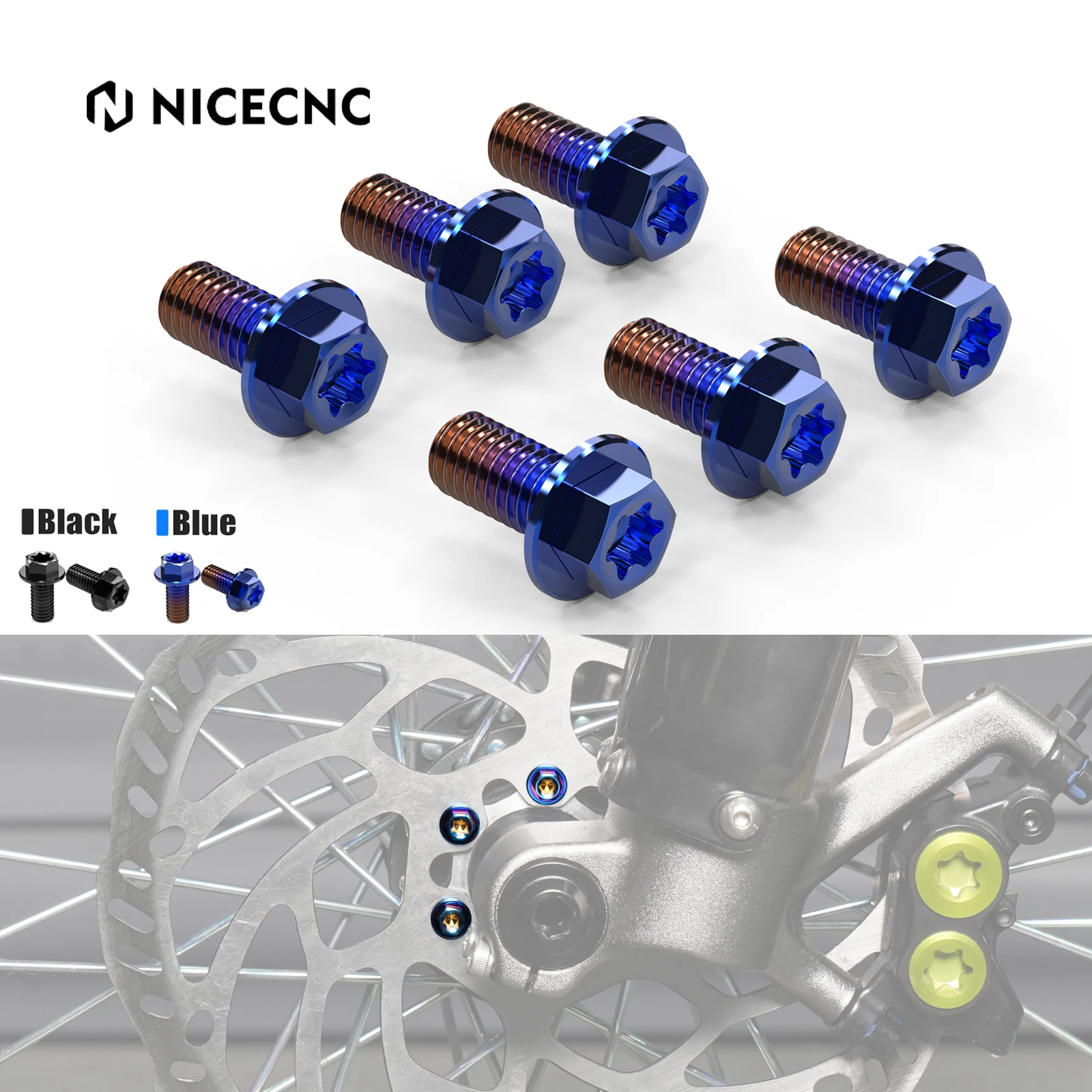 NiceCNC For Sur-Ron Surron Light Bee X S L1E Segway X160 X260 6Pcs M5*10 Front Brake Disc Pad Screws Electric Off-Road Bike