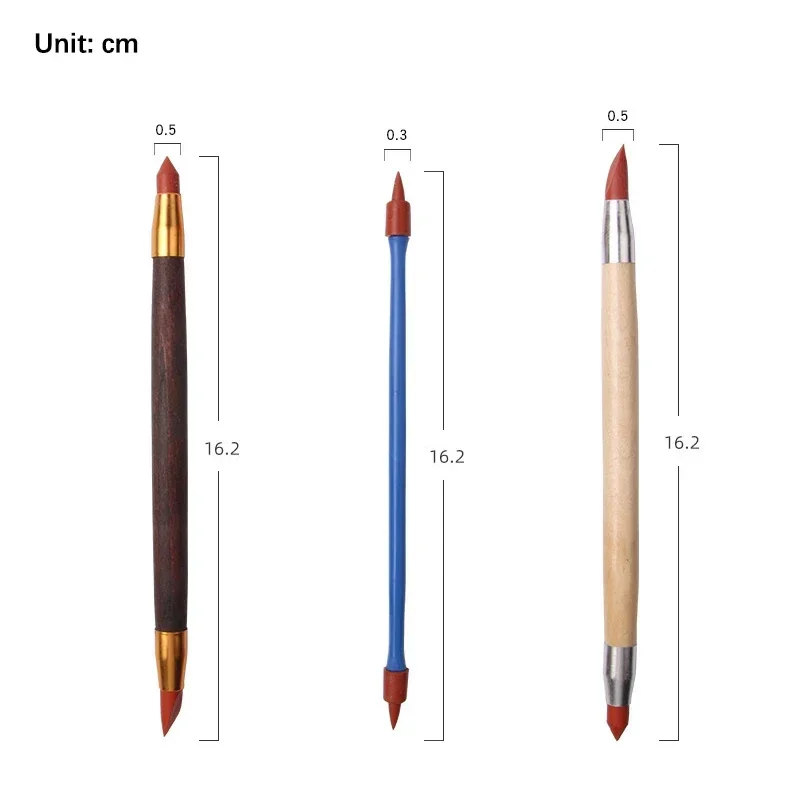 3個ソフトシリコンゴムシェイパーペンダブルヘッド陶器粘土彫刻ツール陶器セラミックス彫刻モデリング整形ツール