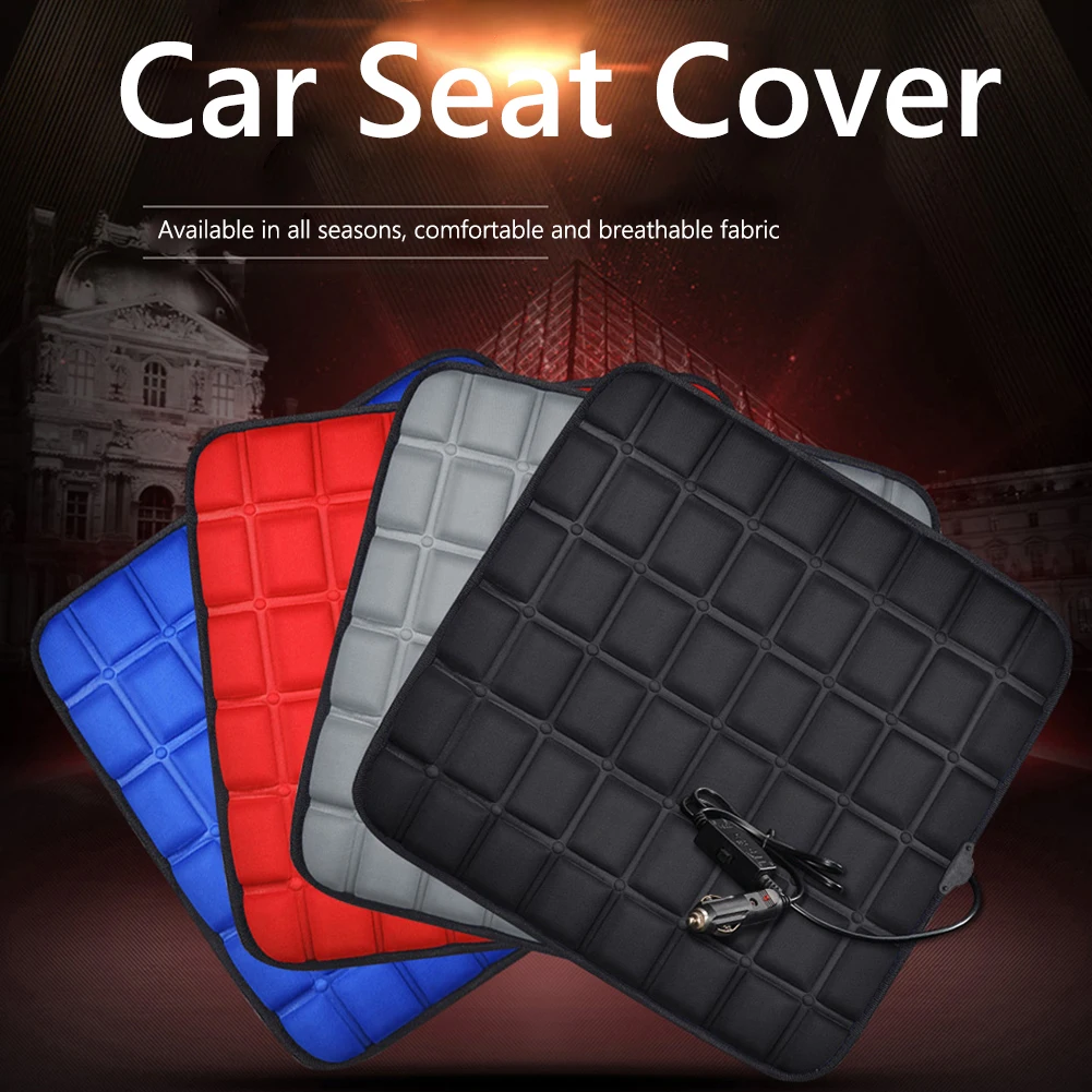 12V Heated Car Seat Cushion Cloth/Flannel Car Seat Heater 3 Gear Adjustable Temperature Electric Heating Pads Winter Seat Warmer