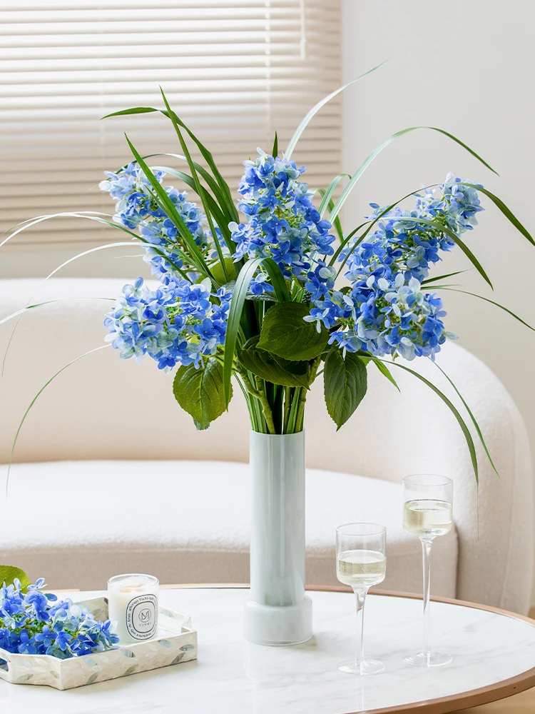 Bionic Hydrangea Moist Feeling Single Artificial Flower Living Room Decoration Bouquet Desktop Display Fake Flowers