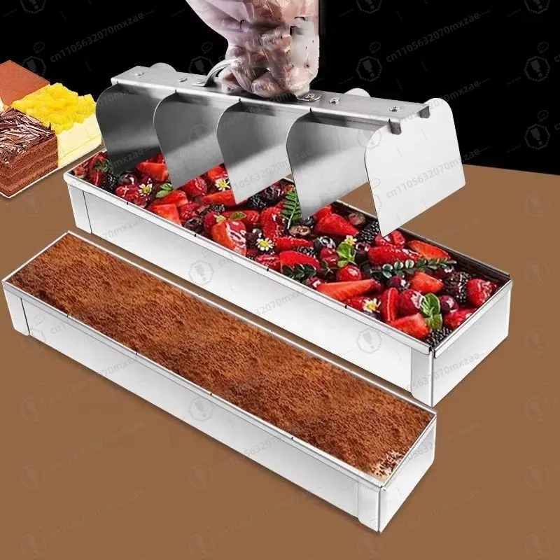Stainless steel rectangular cake tray with splitter mold box, tiramisu strip baking set