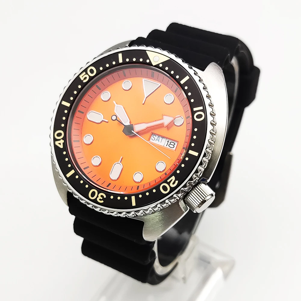 Fashion Waterproof Automatic Watch Men Sapphire Crystal Stainless Steel NH35 Automatic Mechanical Men\'s watch Abalone Orange