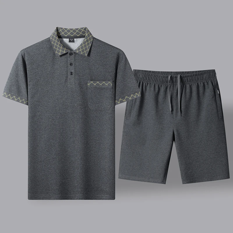 Conjunto de Polo de negocios holgado para hombre, ropa informal de gran tamaño que combina con todo, botones y solapa, bolsillos unidos, verano, 2024