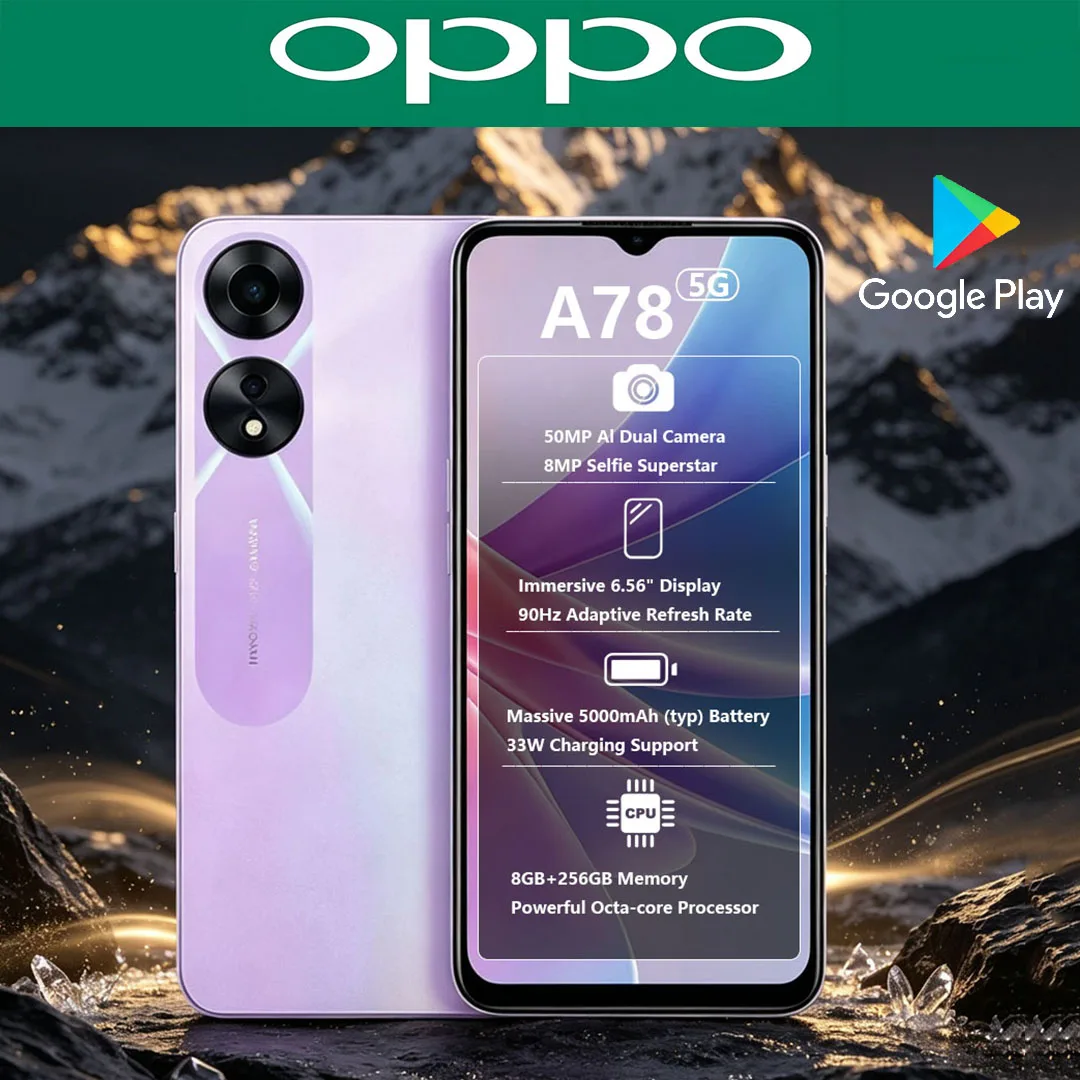 New OPPO A78 5G Dual-SIM Smartphone 6.56 Inches Display 50MP AI Camera Cellphone  Gaming Android Mobile Phone 8+256GB Memory