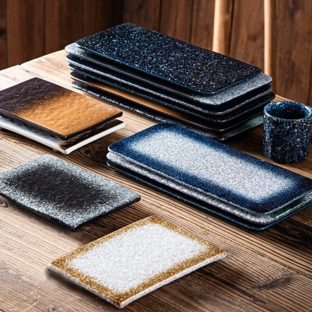 

Ceramic Japanese Style Sushi Plate Exquisite Rectangle Flat Plates Fashionable Elegant Dinner Plates Barbecue