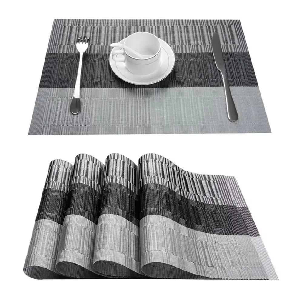 30*45cm PVC Placemats Weave Stripe Non-Slip Table Mat Heat Resistant Washable Pallet Coaster For Dining Table
