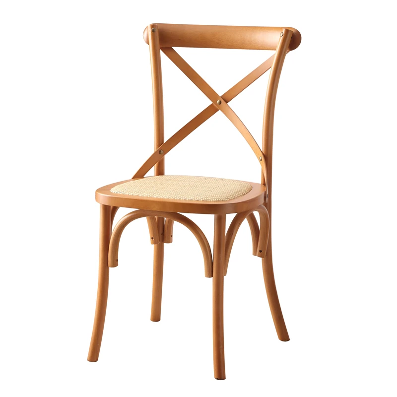 American casual solid wood chair simple home retro back fork dining chair dessert shop cafe homestay back dining chair