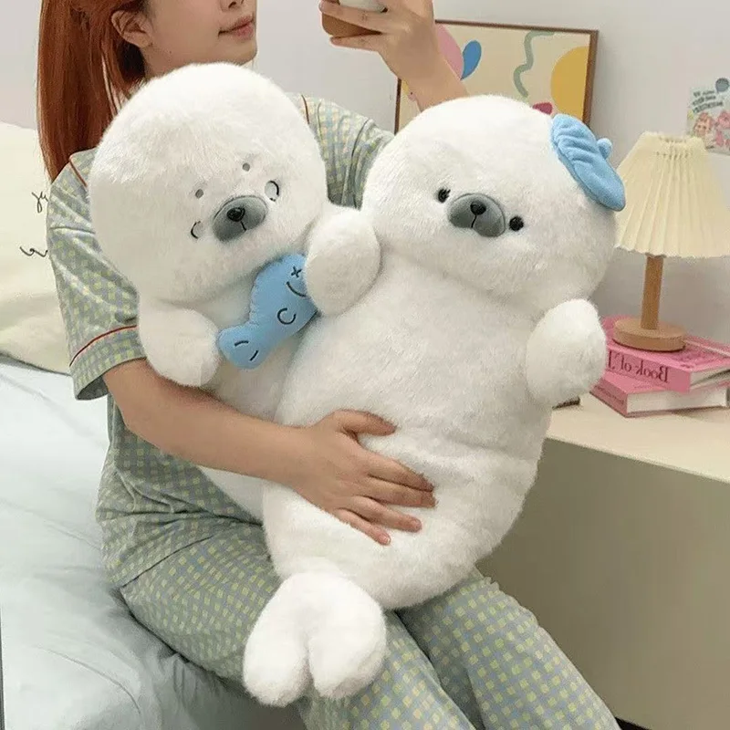 Simpatico cuscino per dormire con bambola sigillo, bambola di stoffa super morbida, bambola giocattolo di peluche, regalo di compleanno